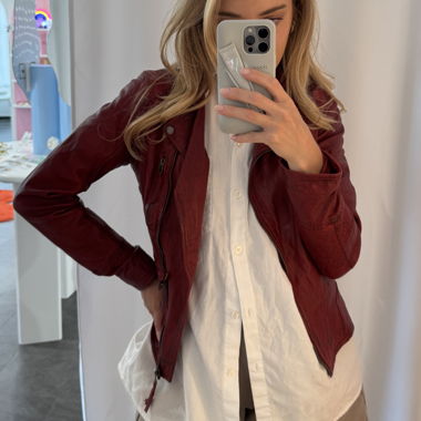 Oakwood Rote Lederjacke Gr. S