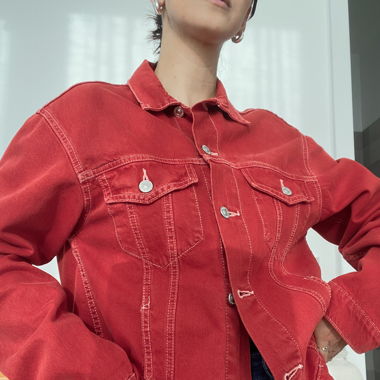 Veste jeans en coton oversize - S