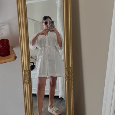 H&M weisses Leinenkleid Grösse S