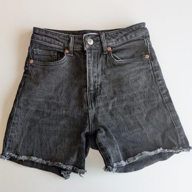 Black denim shorts