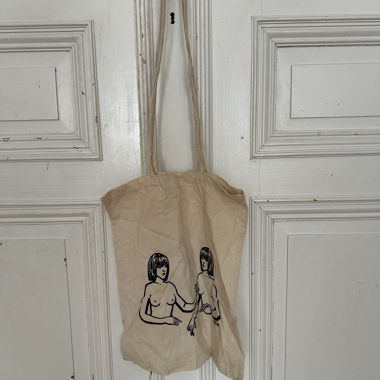 Beige fabric tote bag