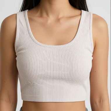 Top corto beige a coste