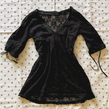 haut au crochet japonais vintage noir transparent