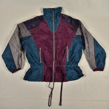 Veste coupe-vent des années 90 – pétrole & violet