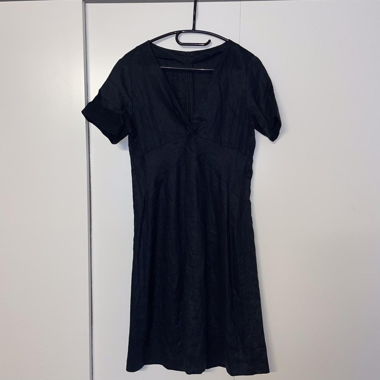 Schwarzes Leinen Kleid mit Reissverschluss