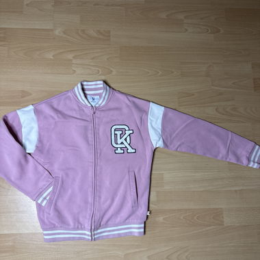 Giacca rosa con zip stile universitario 12 anni