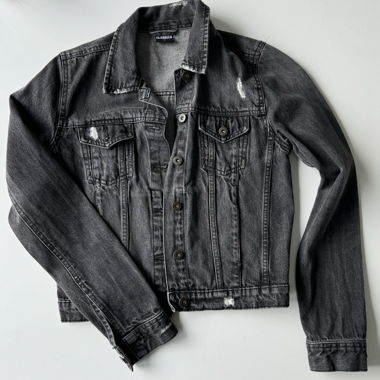 Distressed Jeans Jacket in Black