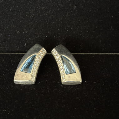 925 Earrings with Blue Synthetic Aquamarine Stone
