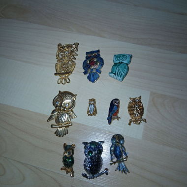 Owl Brooch Set
