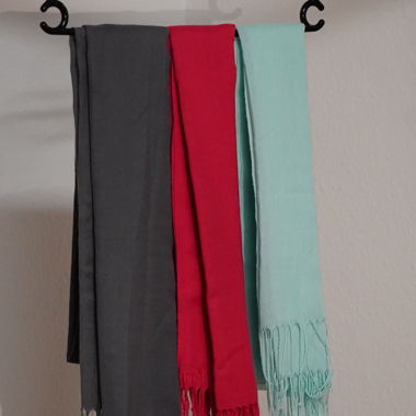 3 Scarves Set - Grey, Red, Turquoise - Like New