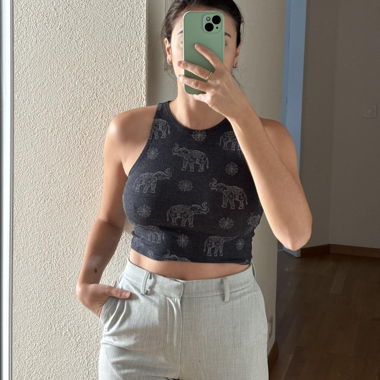 Hollister elephant print crop tank top