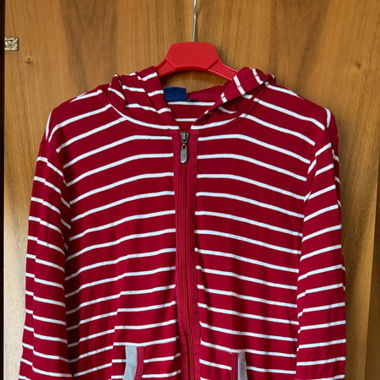 Rot Weiß gestreifte Sweat Jacke mit Kapuze