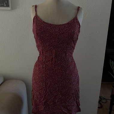 Red Pattern Slip Dress with Straps