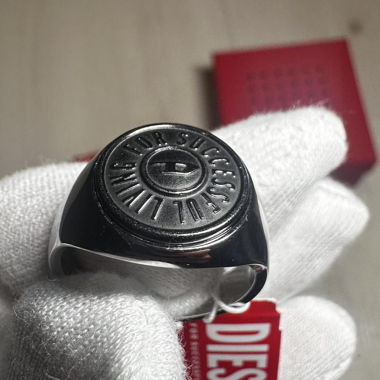 Diesel Ring, silber und schwarz