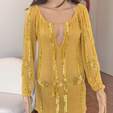 Robe en soie transparente à paillettes style sirène Virale Summer
