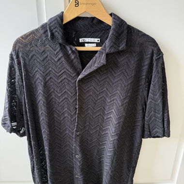 Zara Crochet Short Sleeve Shirt Black
