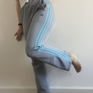 Grau/blaue Adidas Sporthosen Gr. S