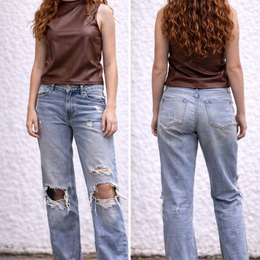 Jeans grigi strappati