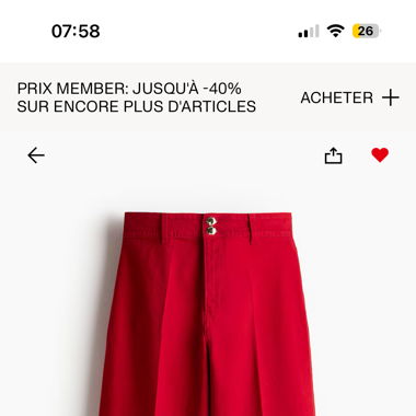 Jean rouge H&M Taille 34