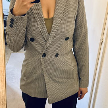 Women's Double-Breasted Check Blazer