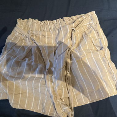 Beige Striped Shorts