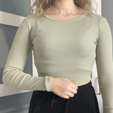 3er Set cropped Langarmshirts