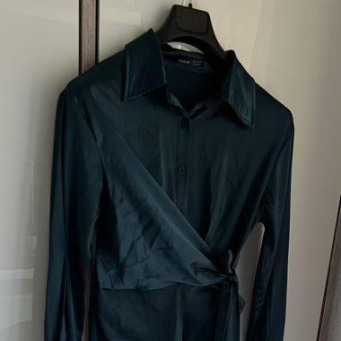 Dunkelblau Satin Kleid
