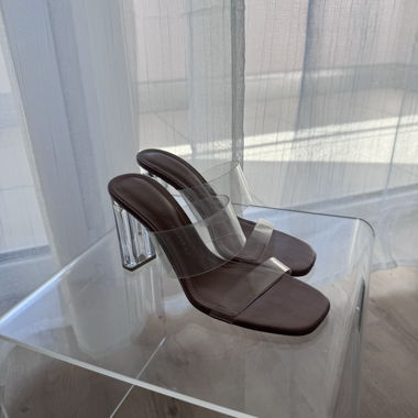 Zara Clear Block-Heel Mules