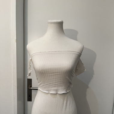 Off-shoulder white crop top 