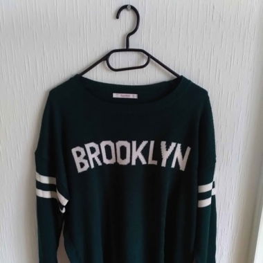 Pull vert et blanc maille
