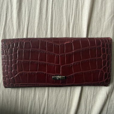 Longchamp wallet in red leather with crocodile effect