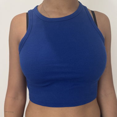 H&M Blue Ribbed Crop Tank Top