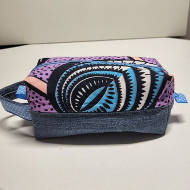 Printed fabric and denim pouch