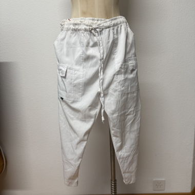 Versace white cargo trousers with elastic waistband
