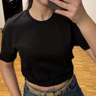 T-shirt Zara noir taille S, crop top, neuf