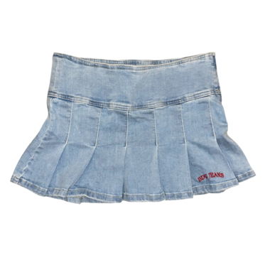 denim pleaded mini skirt