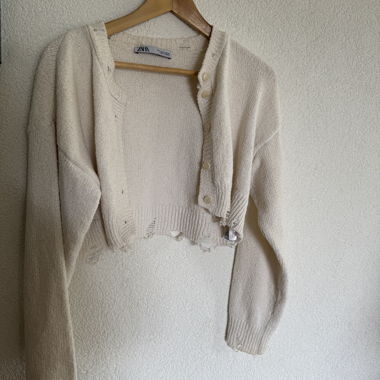 Cardigan ZARA beige crop