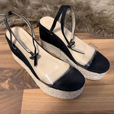 Sandali platform con suola in rafia
