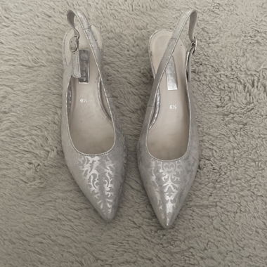 Silver Gabor heels