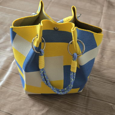 Knit Bag Handtasche blau/gelb 