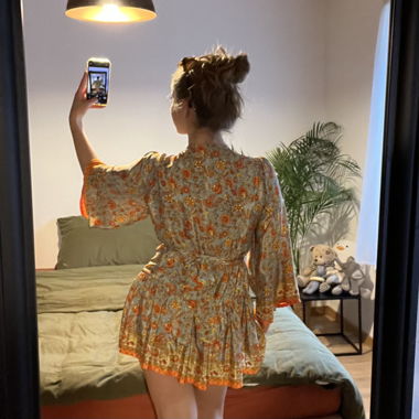 VESTITO - vestito estivo, fiori rossi/arancioni