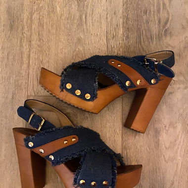 Sabots à talons en jeans