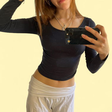 Long-Sleeve Crop Top