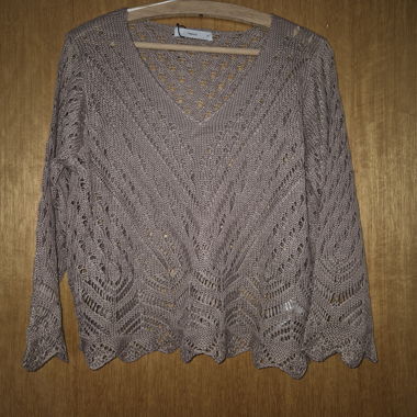 Light Brown Pointelle Sweater 