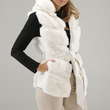 Gilet in pelliccia ecologica bianco