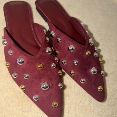 Mules à clous bordeaux