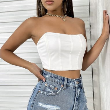 Weisses Bustier-Top von SHEIN S 