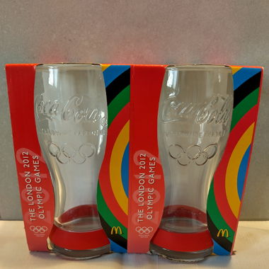 2012 London Olympia Cola Gläser Glas 2 Stück Rot
