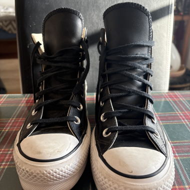 Converse con zeppa in pelle