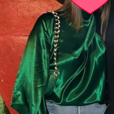 Camicia verde in raso